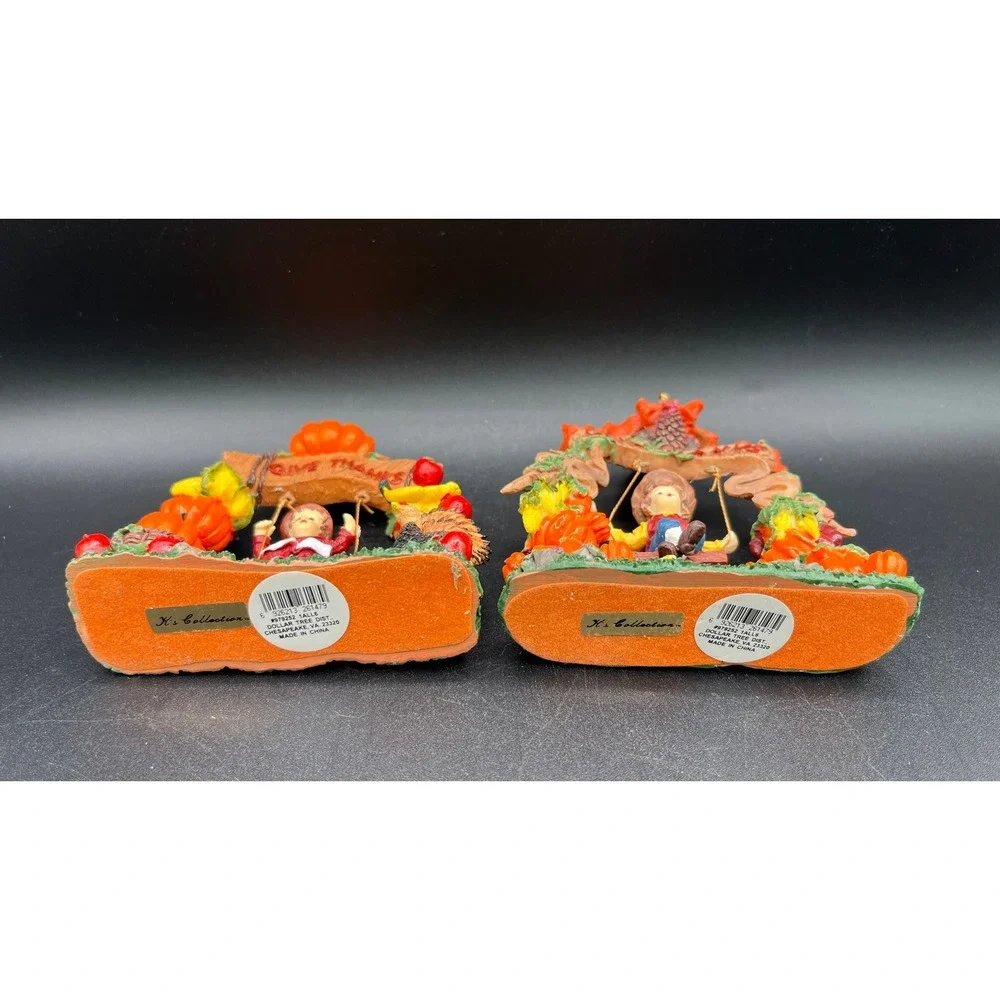 K's Collection Give Thanks Thanksgiving Figurines Pilgrim Boy Girl Swing Set 2